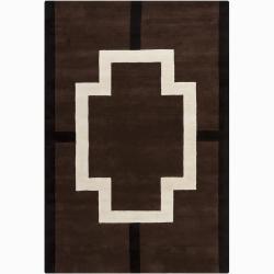 Hand-tufted Mandara Geometric Brown Wool Rug (8' x 10')