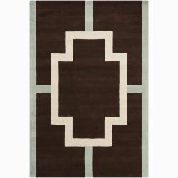 Hand-tufted Mandara Geometric Brown Wool Rug (8' x 10')