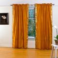 Mustard Yellow Sheer Sari 84-inch Rod Pocket Curtain Panel Pair (India)