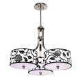 Modern Chrome Chandelier with Three Floral Shades