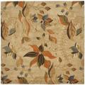 Handmade Blossom Paradise Beige Wool Rug (6' x 6')