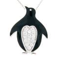 Meredith Leigh Sterling Silver Cubic Zirconia Penguin Necklace