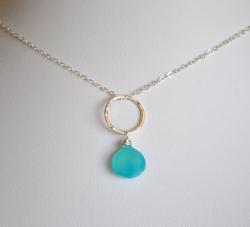 AEB Design Fine Silver Aqua Chalcedony Necklaces (Pack of 6)