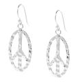 Sterling Silver Hammered Peace Sign Earrings