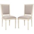 Provincial Carved Mahogany Light Grey/ White Side Chairs (Set of 2)