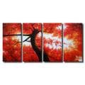 Hand-painted 'The Giving Tree' 4-piece Gallery-wrapped Canvas Art Set