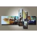 Hand-painted 'Sleepless City' 4-piece Gallery-wrapped Canvas Art Set