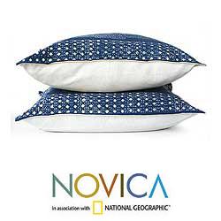 Set of 2 Cotton 'Hmong Indigo' Cushion Covers (Thailand)
