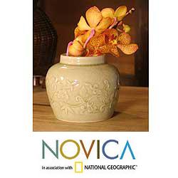 Celadon Ceramic 'Breath of Spring' Vase (Thailand)