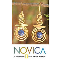 24k Goldplated 'Follow The Dream' Lapis Lazuli Earrings (Thailand)