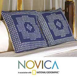Set of 2 Cotton 'Hmong Indigo' Cushion Covers (Thailand)