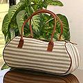 Cotton 'Jade Parallels' Medium Baguette Handbag (Guatemala)