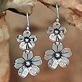 Sterling Silver 'Baroque Bouquet' Floral Earrings (Mexico)