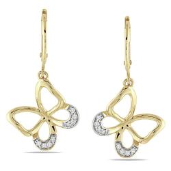 10k Yellow Gold 1/10ct TDW Diamond Butterfly Earrings (G-H, I2-I3)