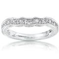 14k White Gold 1/5ct TDW Diamond Curved Wedding Band (H-I, I1-I2)
