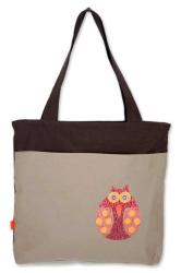 Cotton 'Owl Odysseys' Large Shoulder Bag (Thailand)