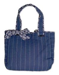 Cotton 'Bihar Blue' Medium Tote Handbag (India)