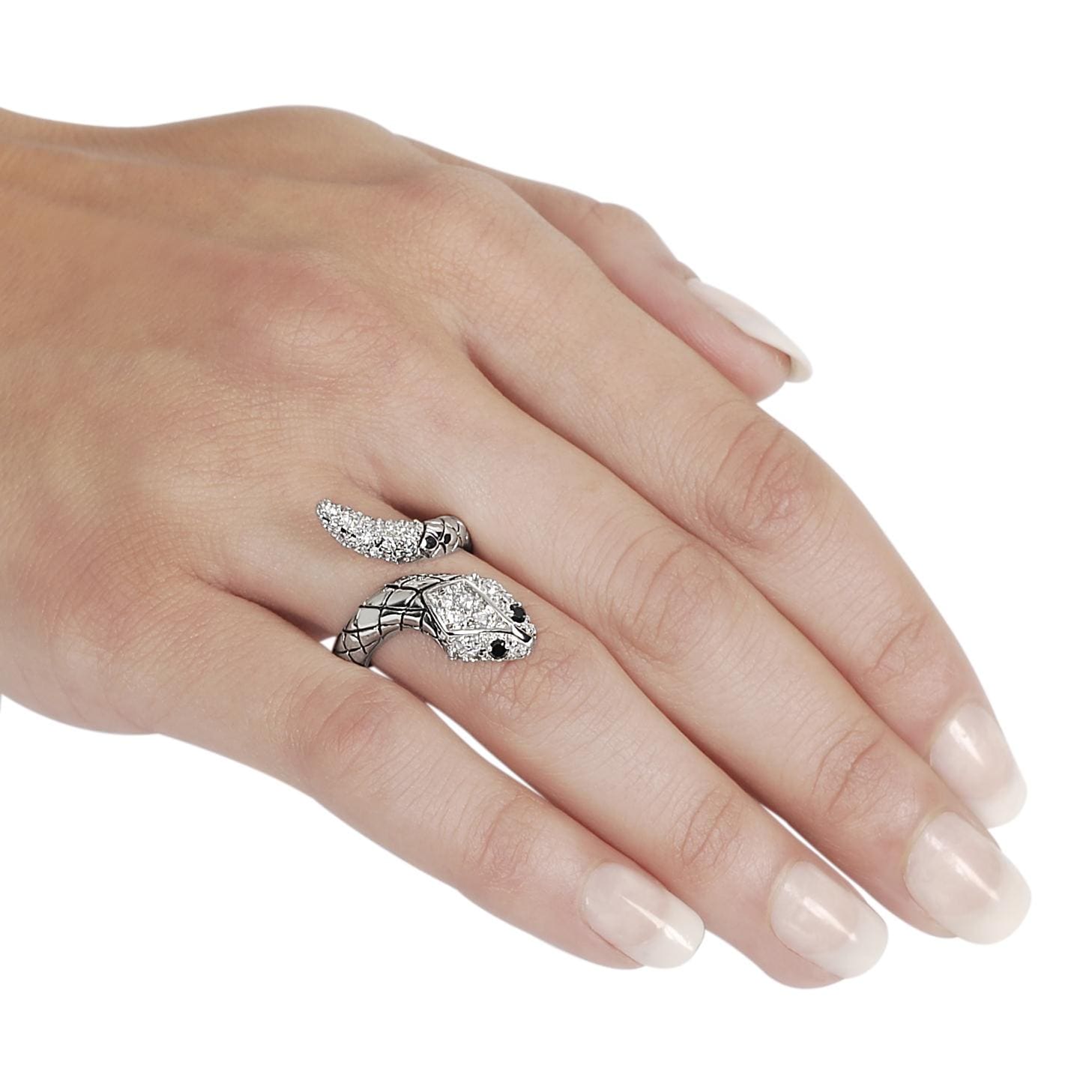 Journee Collection Silvertone Pave-set CZ Wrap-around Snake Ring