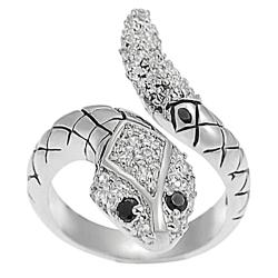 Journee Collection Silvertone Pave-set CZ Wrap-around Snake Ring