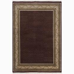 Hand-knotted Mandara Burgundy Wool Rug (5' x 8')