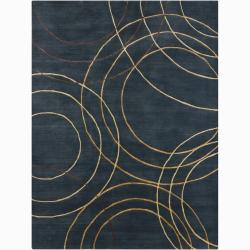 Hand-knotted Mandara Geometric Grey Rug (5' x 6'7)
