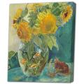 'Sun Flower and Gold Fish' Canvas Art