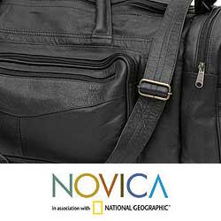 Leather 'Brazil In Black' 21.6 Inch Medium Carry On Travel Bag (Brazil)