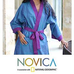 Cotton 'Blue Orchid' Robe (Indonesia)