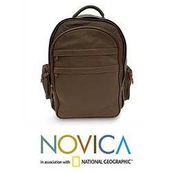 Leather 'Efficient Brown' Backpack (Brazil)
