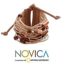 Bamboo and Leather 'Tanned Amazon' Bracelet (Brazil)