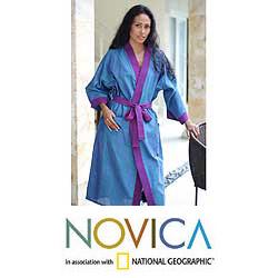 Cotton 'Blue Orchid' Robe (Indonesia)
