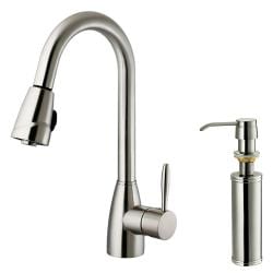 VIGO Stainless Steel Pull-Out Spray Kitchen Faucet with Soap Dispenser
