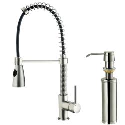 VIGO Stainless Steel Pull-Out Spray Kitchen Faucet with Soap Dispenser