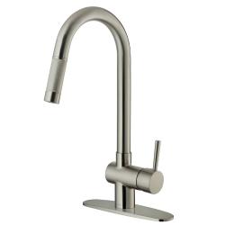 VIGO Stainless Steel Pull-Out Kitchen Faucet with Deck Plate