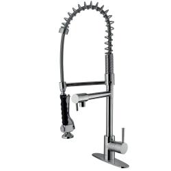 VIGO Chrome Pull-Down Spray Kitchen Faucet with Deck Plate
