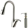 Vigo Stainless Steel Pullout Spray Kitchen Faucet with Soap Dispenser