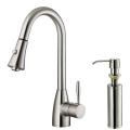 Vigo Stainless Steel Pullout Spray Kitchen Faucet with Soap Dispenser