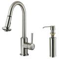 Vigo Stainless Steel Pullout Spray Kitchen Faucet with Soap Dispenser