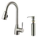 VIGO Stainless Steel Pull-Out Spray Kitchen Faucet with Soap Dispenser