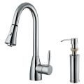 Vigo Chrome Pullout Spray Kitchen Faucet with Soap Dispenser
