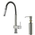Vigo Stainless Steel Pullout Spray Kitchen Faucet with Soap Dispenser