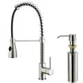 VIGO Stainless Steel Pull-Out Spray Kitchen Faucet with Soap Dispenser