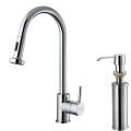 Vigo Chrome Pullout Spray Kitchen Faucet with Soap Dispenser