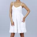JFW Women's Junior's White Cotton Eyelet-hem V-neck Dress