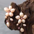 Silver Dreamy Nature Pink Pearl/ Crystal Earrings (6-9 mm) (Thailand)