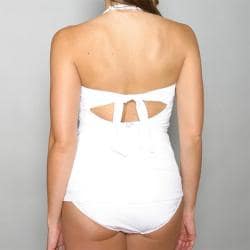 Jantzen Women's White Twisted 1-piece Maillot Swimsuit