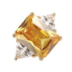 14k Goldplated Yellow and Clear Cubic Zirconia Cocktail Ring