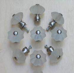 Clear Frosted Star Glass and Satin Nickel Knobs (Set of 10)