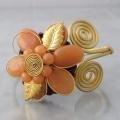 Carnelian and Brass Adjustable Cuff Bracelet (Thailand)