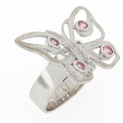 Meredith Leigh Sterling Silver Pink Tourmaline Butterfly Ring